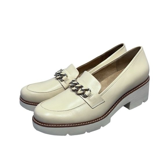 NATURALIZER Desi Vanilla Beige Leather Platform Loafers Shoes Women's Size 12 M - Picture 1 of 16
